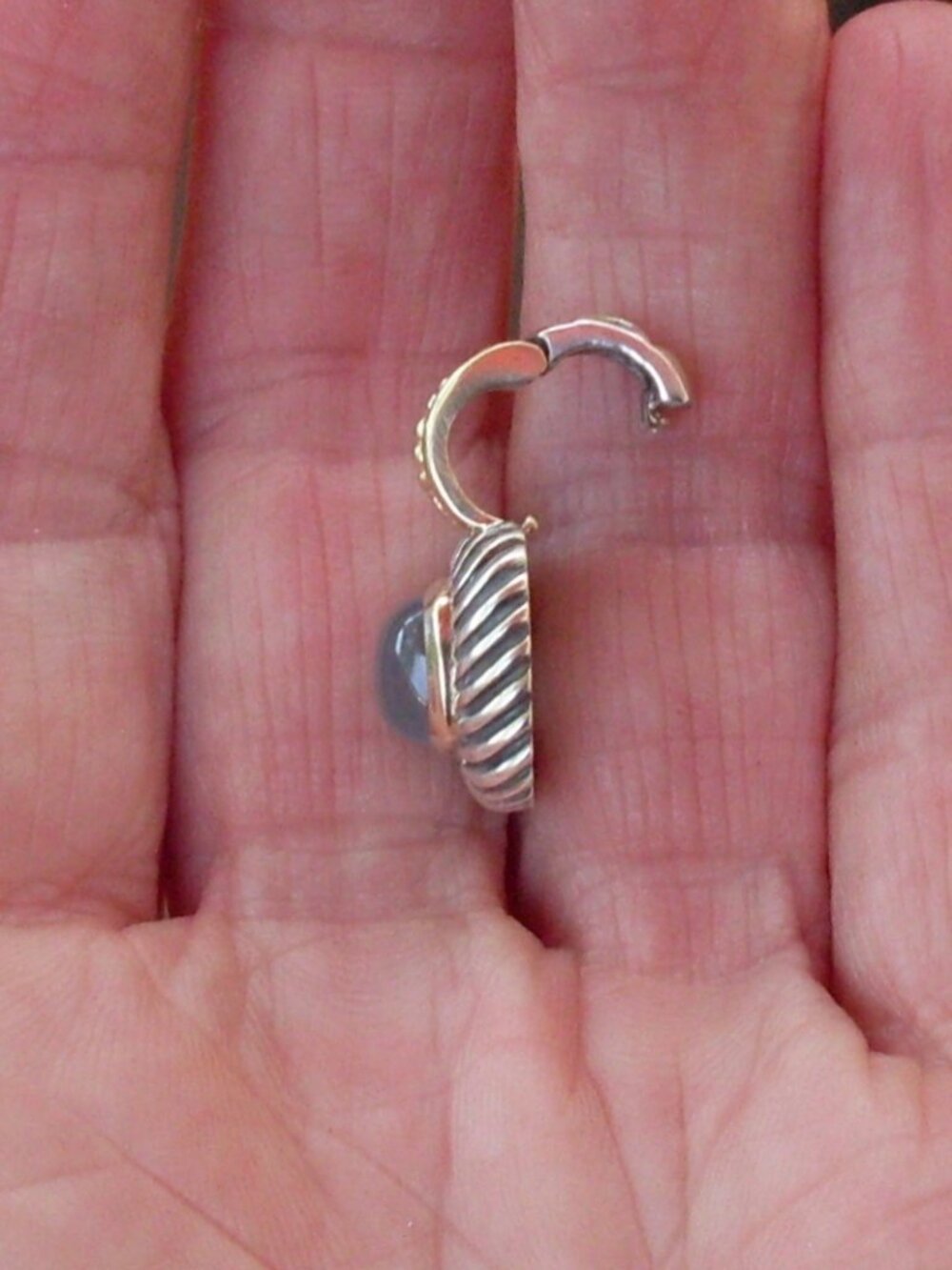Rare & Retired David Yurman Albion Chalcedony Enhancer Pendant w/Chain - 14K/925 - Picture 4 of 11